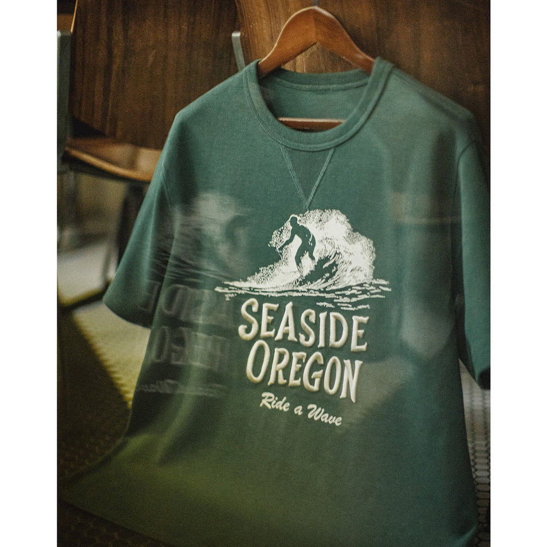 Surfer Print Chevron Gusset Embroidery Short Sleeve Tee
