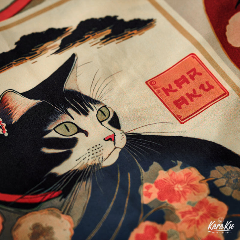 Meiji Era Cat Pattern Ukiyo-E Style Shirt
