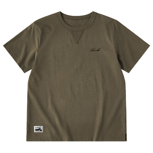 Cat Wearing A Helmet Print Embroidered Cotton Tee