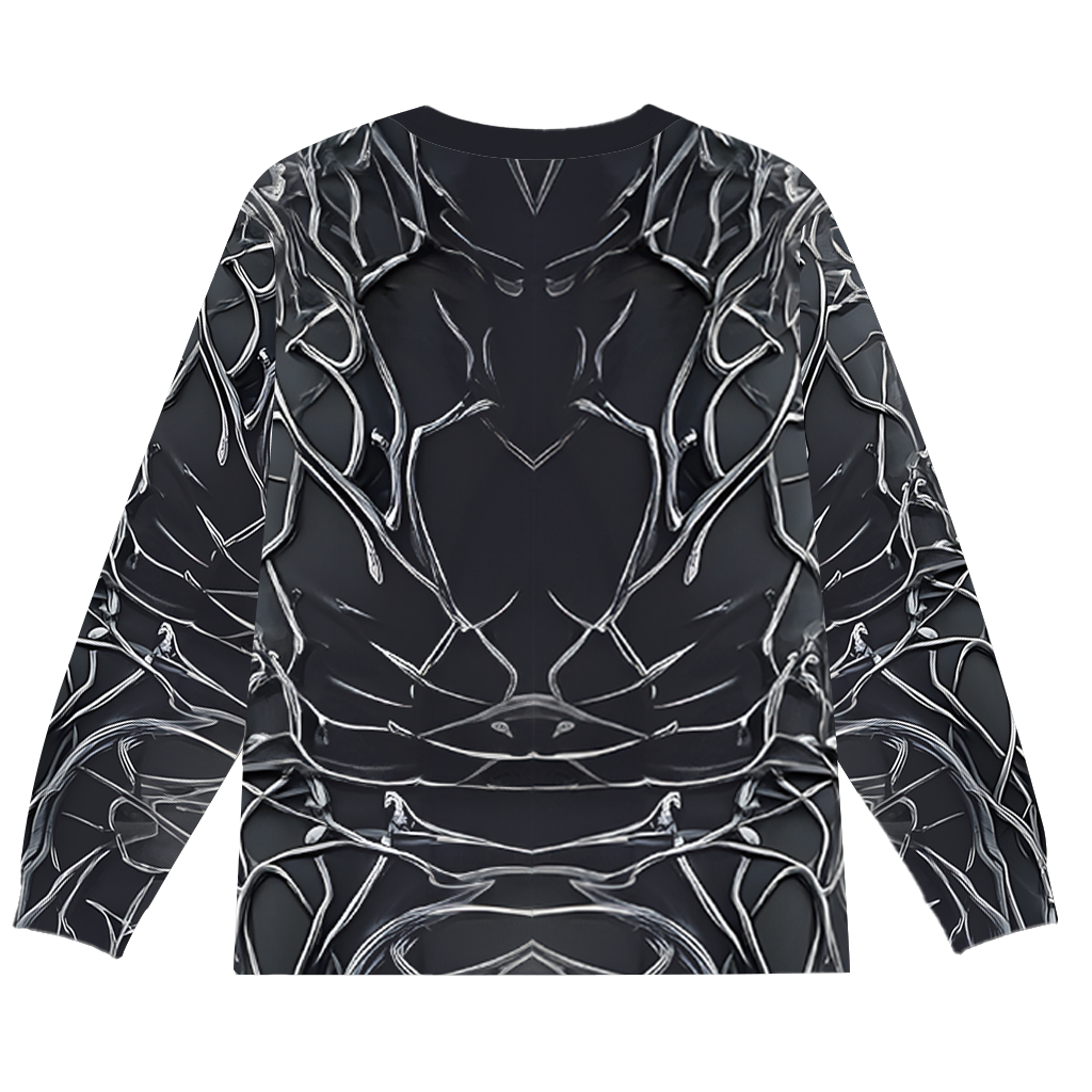 Retro Dark Flame Skull Plus Size Men's Long Sleeve Round Neck Top