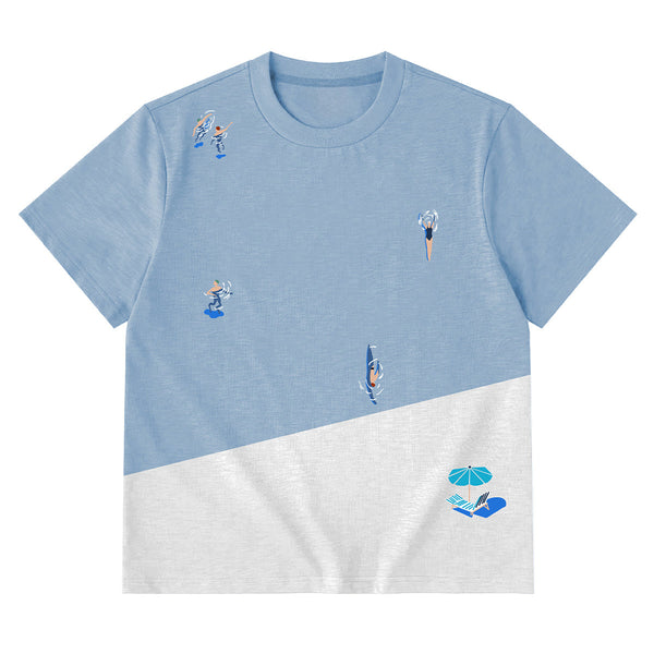 Summer Activities Embroidered Cotton Tee