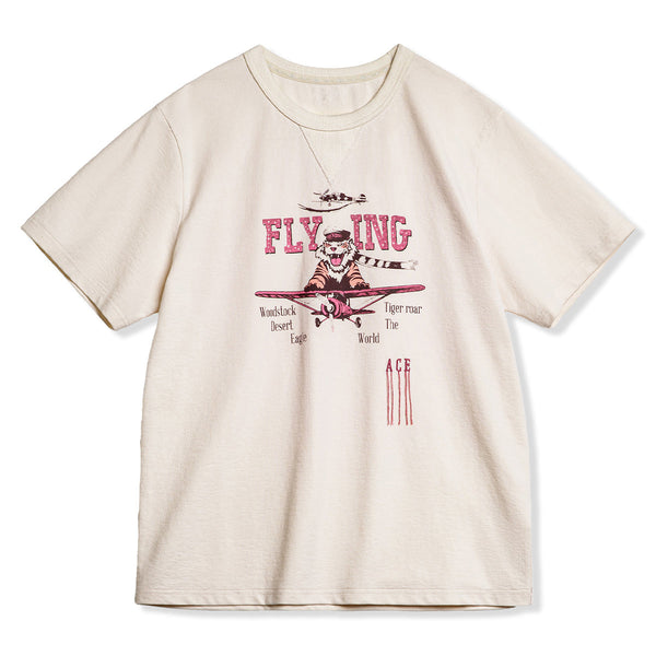 Ace Flying Tiger American Casual Print & Embroidery V-Neck Short Sleeve Tee