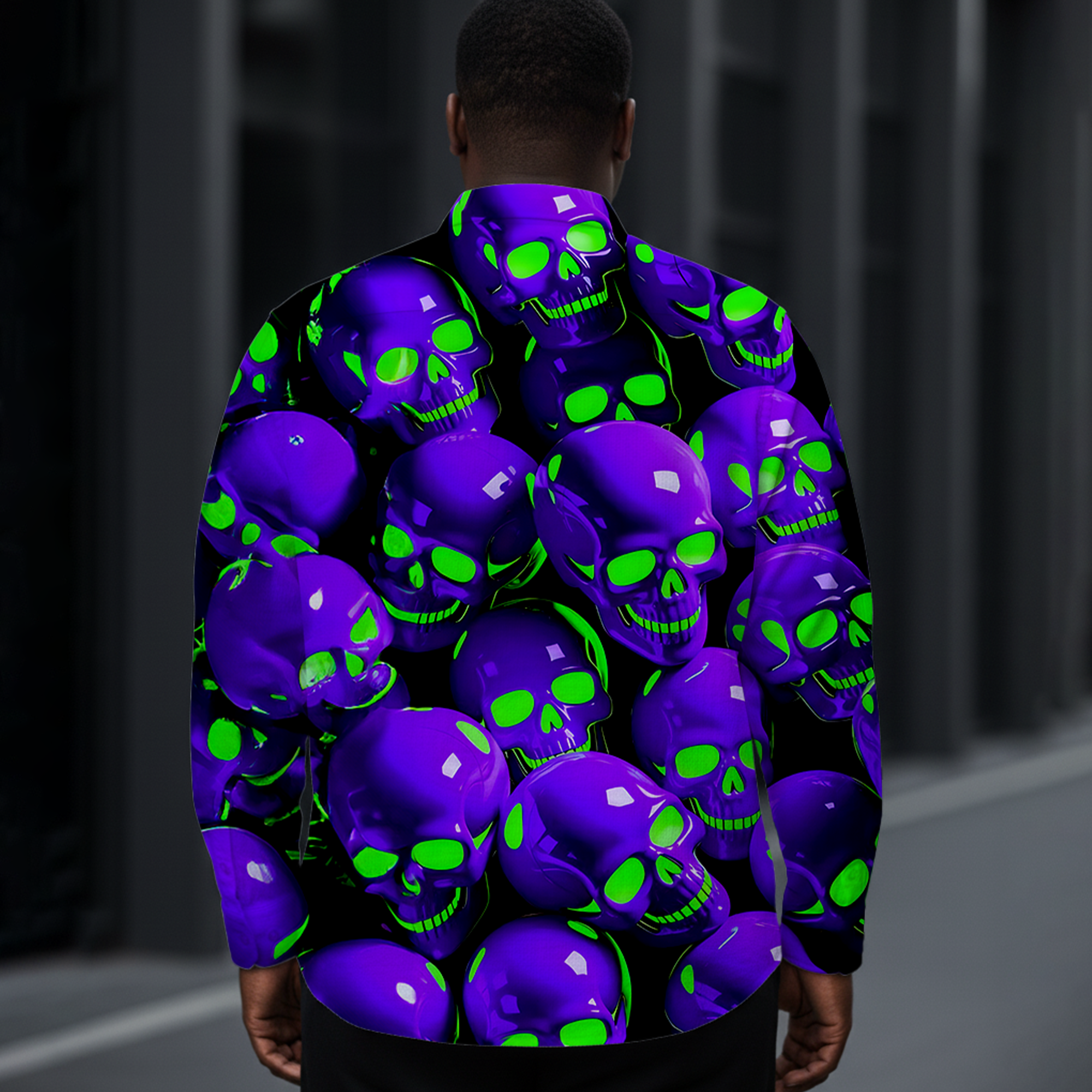 Men's Horror Skull Art Long-Sleeve Shirt