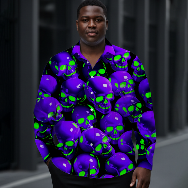 Men's Horror Skull Art Long-Sleeve Shirt