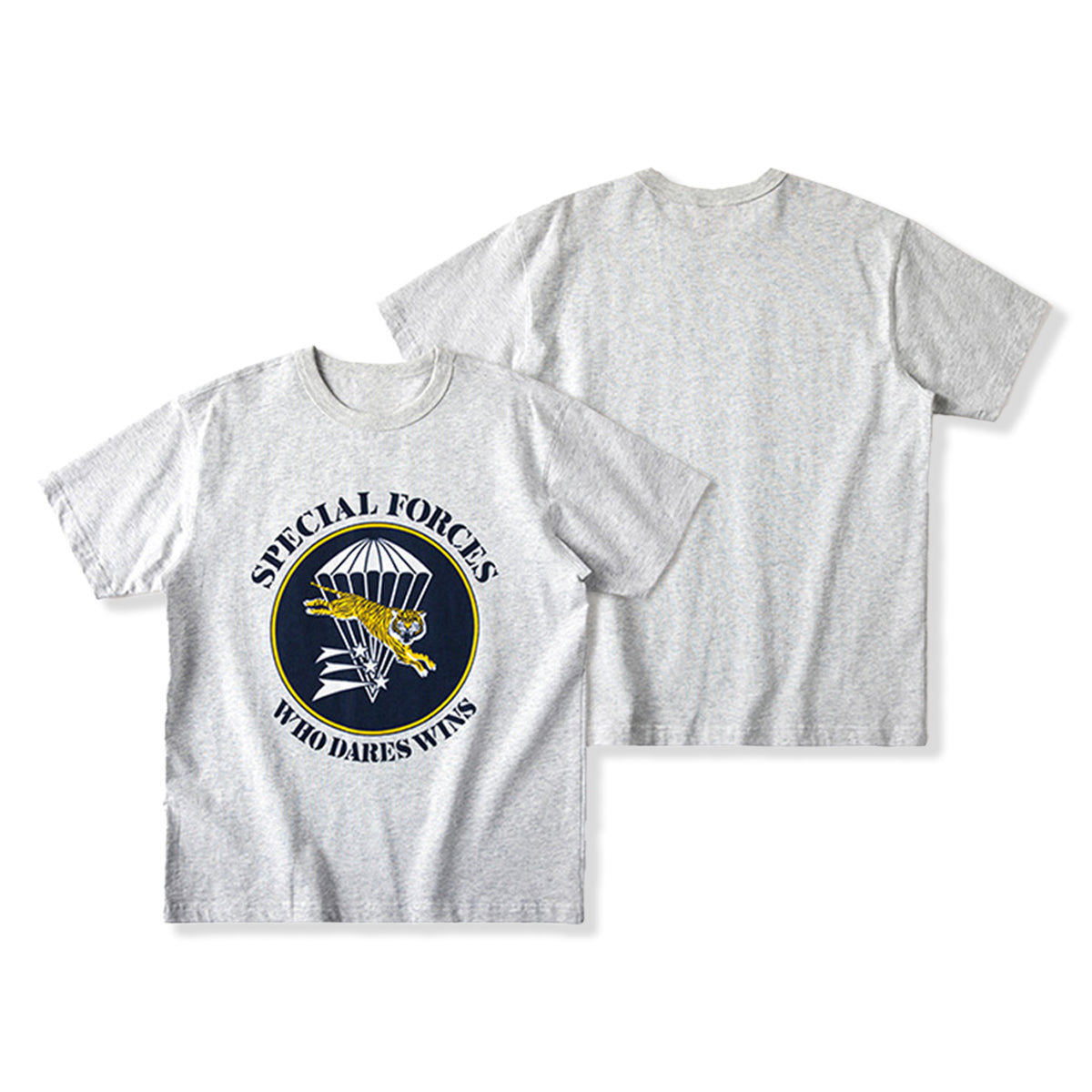 Tiger And Parachute Print Cotton Crew Neck Tee