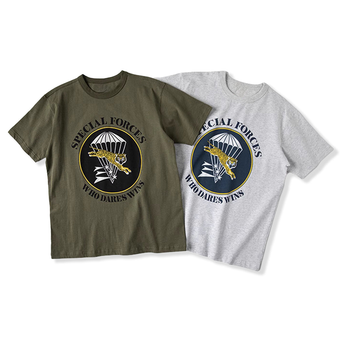 Tiger And Parachute Print Cotton Crew Neck Tee