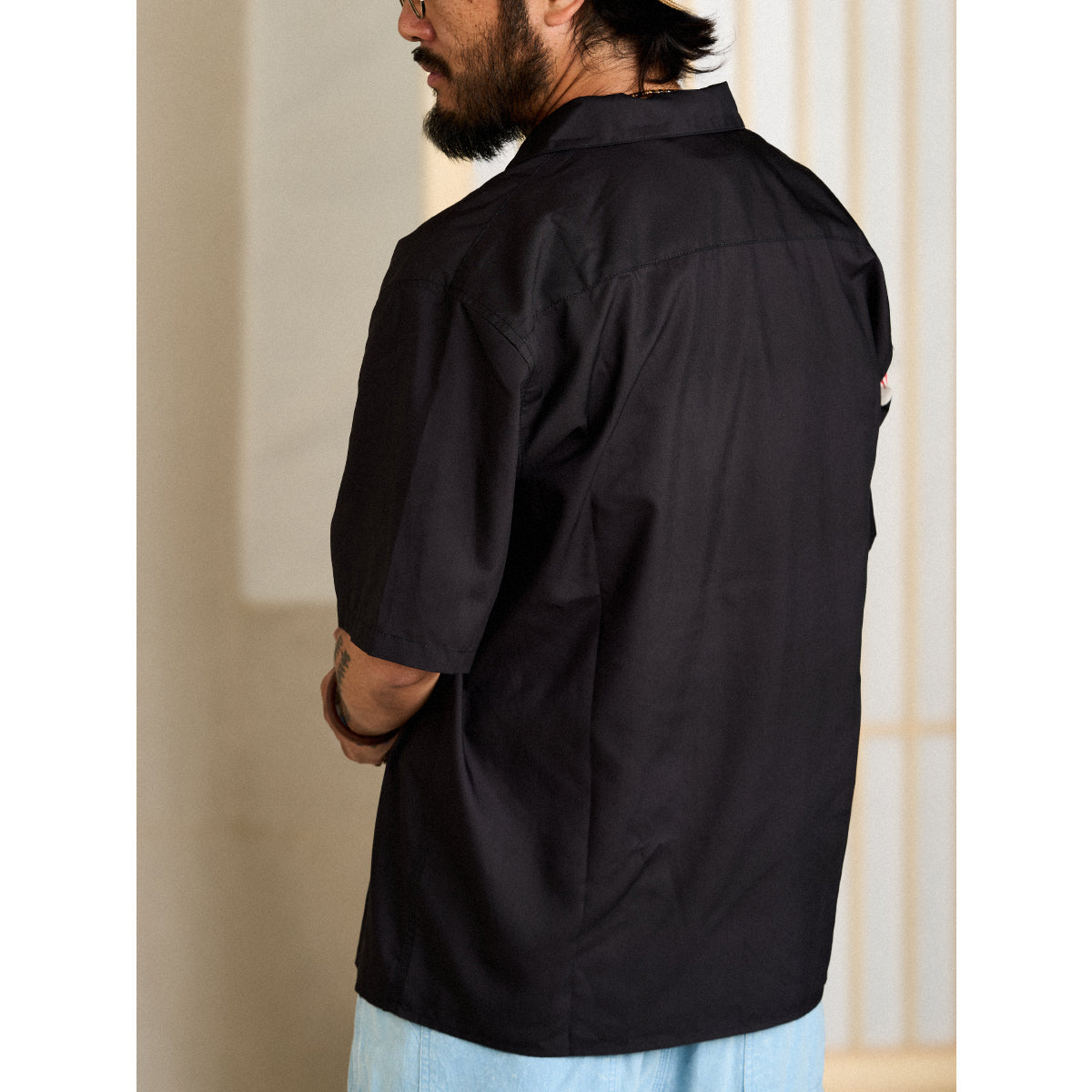 Cat Hiding In The Shade Digital Print Open Collar Shirt