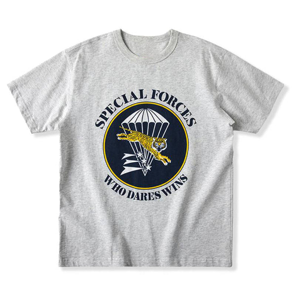 Tiger And Parachute Print Cotton Crew Neck Tee