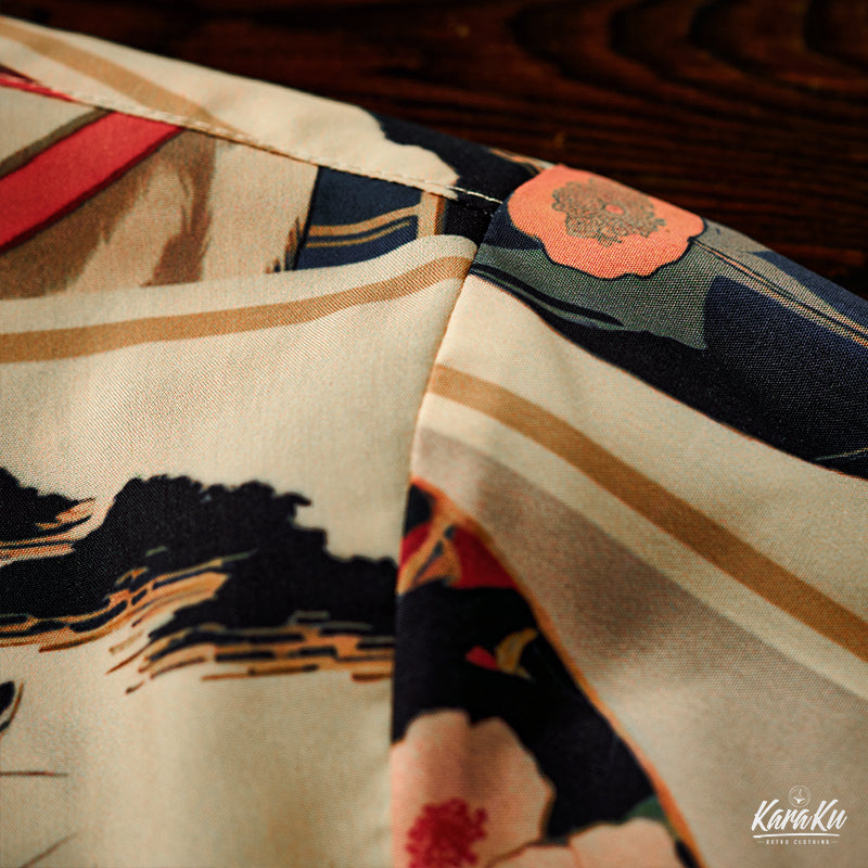 Meiji Era Cat Pattern Ukiyo-E Style Shirt