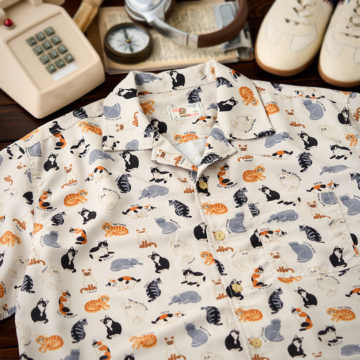 Cat Encyclopedia Print Hawaiian Shirt