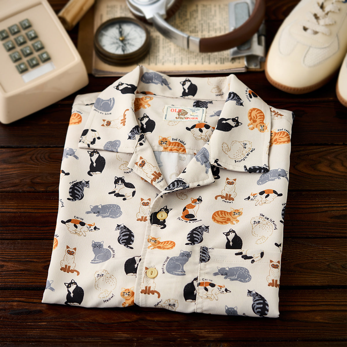 Cat Encyclopedia Print Hawaiian Shirt