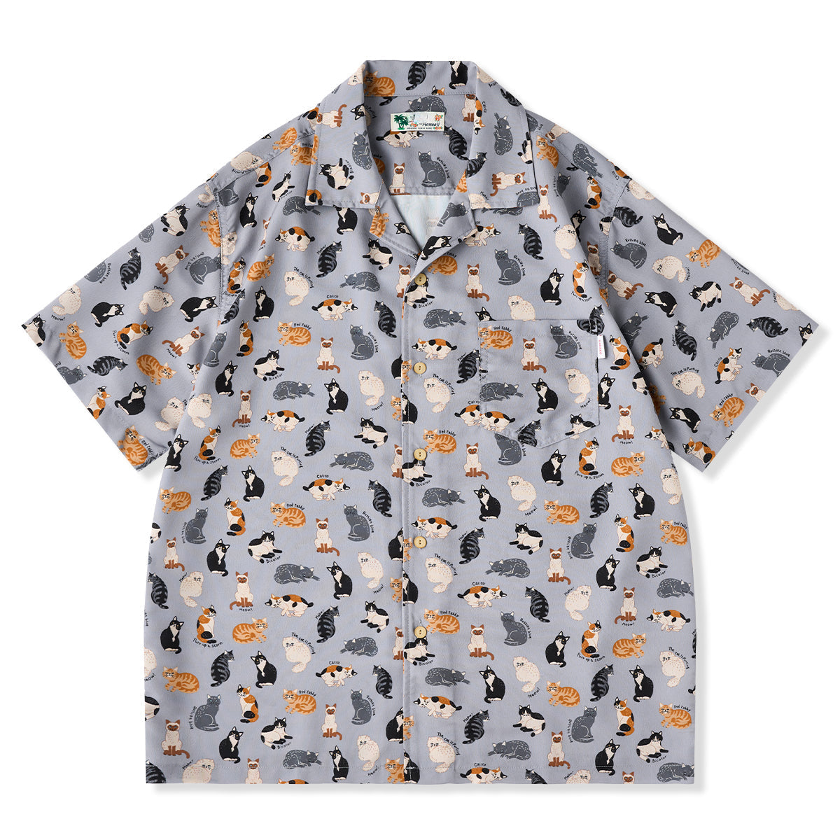 Cat Encyclopedia Hawaiian Print Shirt