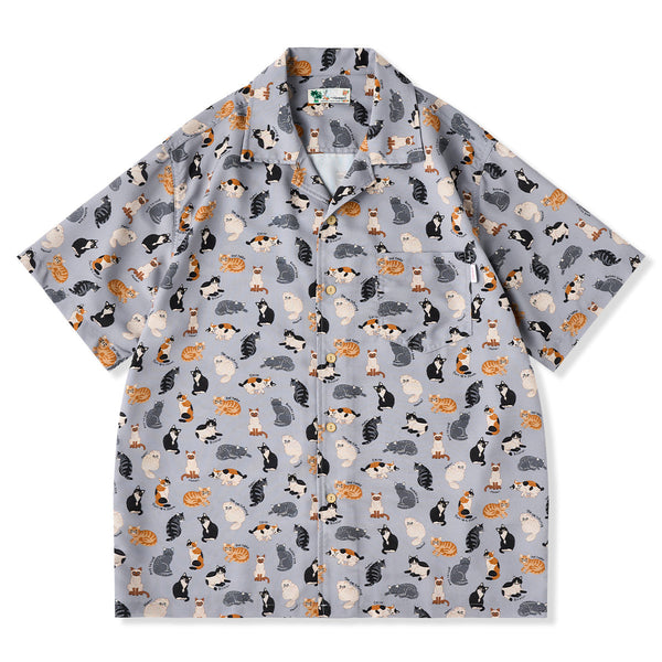 Cat Encyclopedia Hawaiian Print Shirt