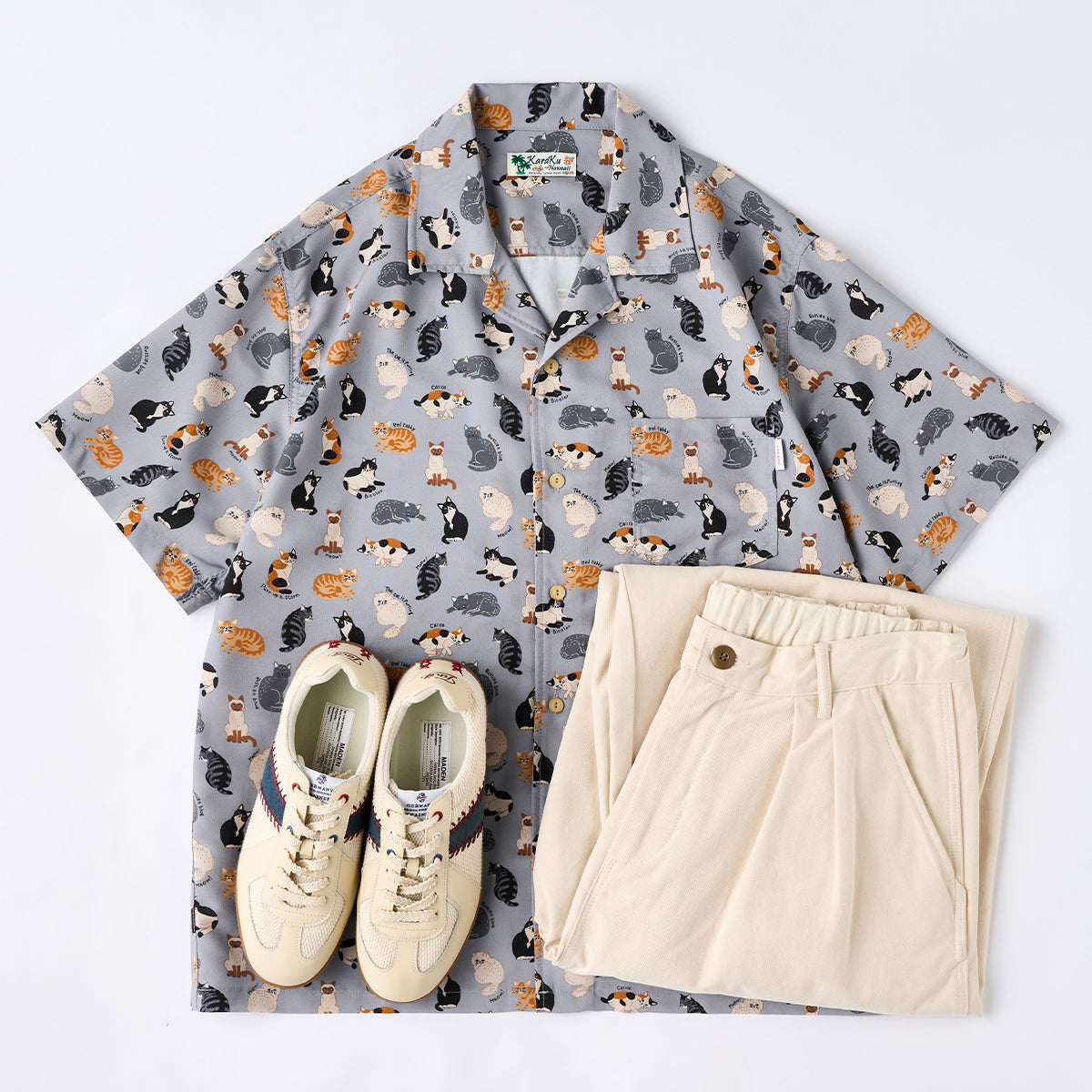 Cat Encyclopedia Hawaiian Print Shirt