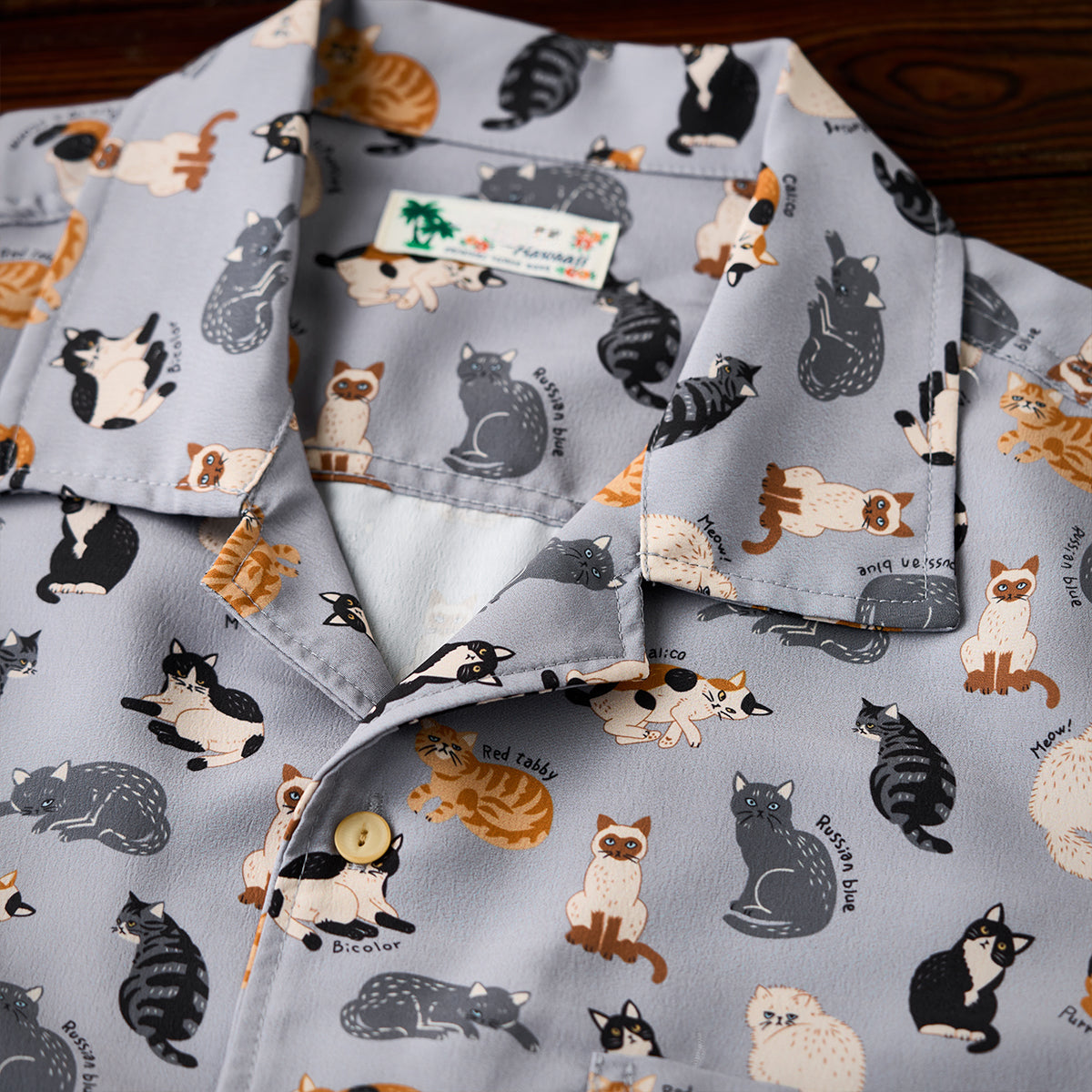 Cat Encyclopedia Hawaiian Print Shirt