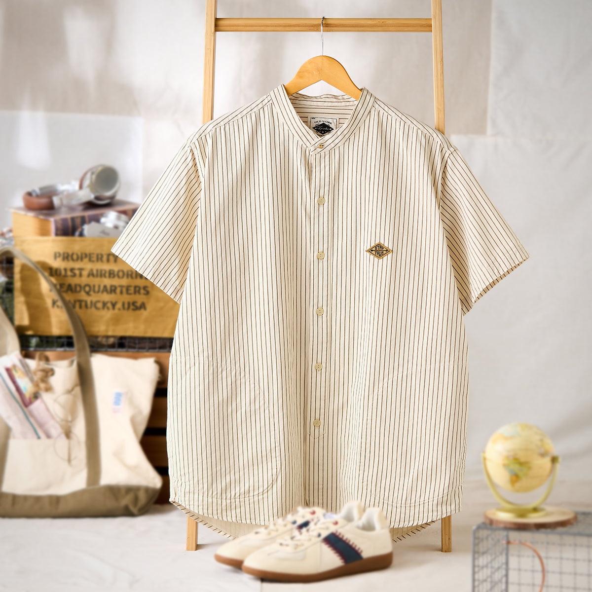 Baseball Striped Short Sleeve Shirt