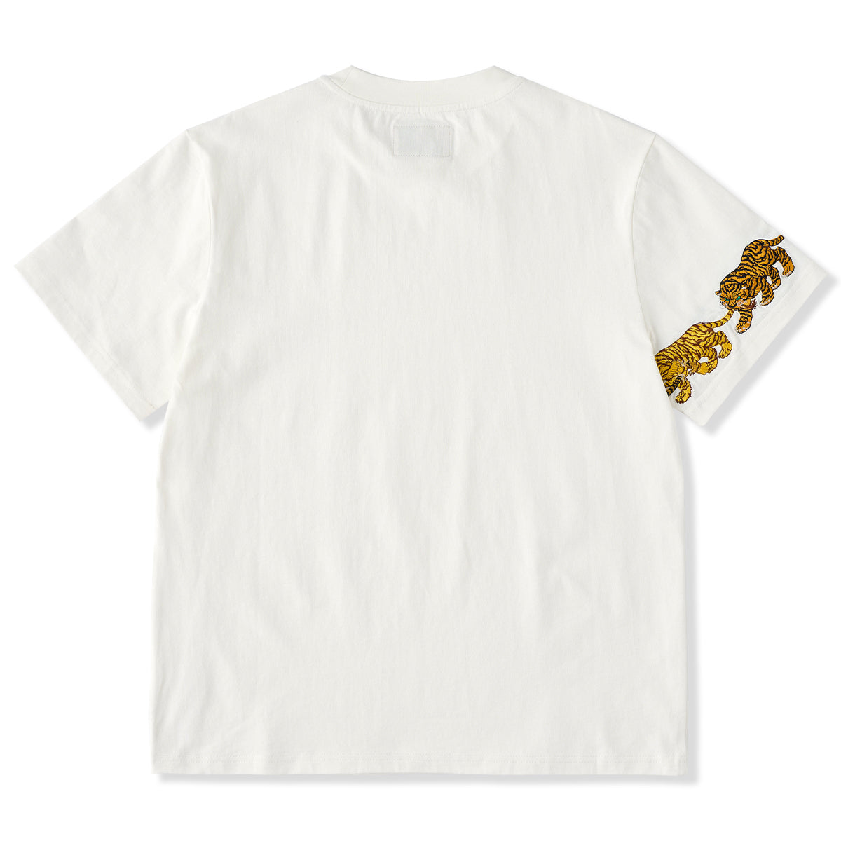Tigers Biting Their Tail Sleeve Embroidery Cotton Tee
