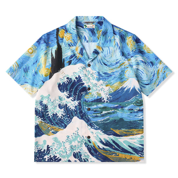 Aloha Shirt With The Dreams Of Van Gogh And Hokusai Print