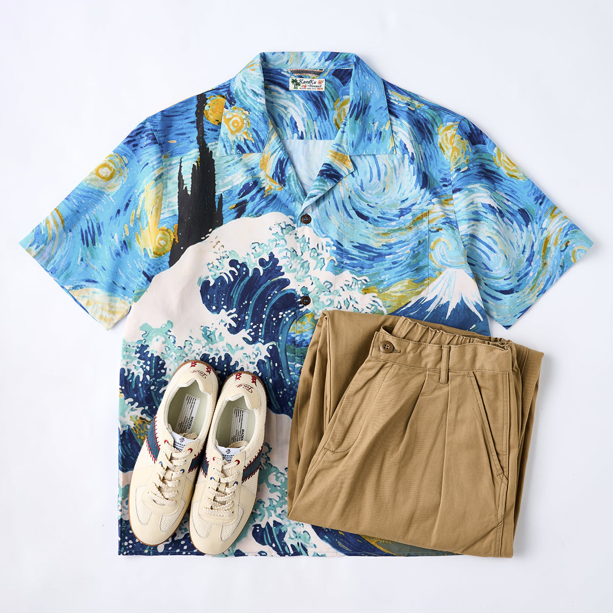 Aloha Shirt With The Dreams Of Van Gogh And Hokusai Print