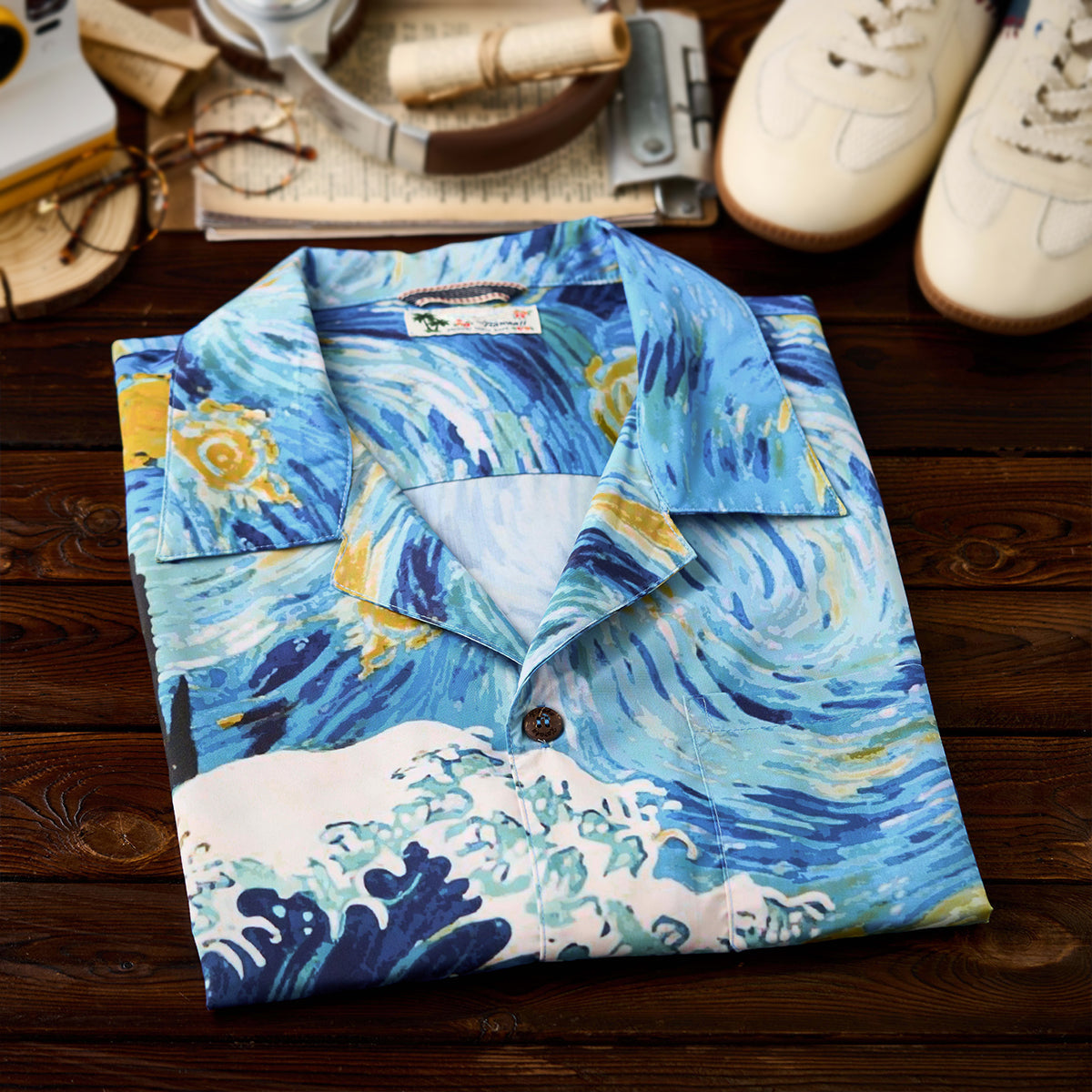 Aloha Shirt With The Dreams Of Van Gogh And Hokusai Print