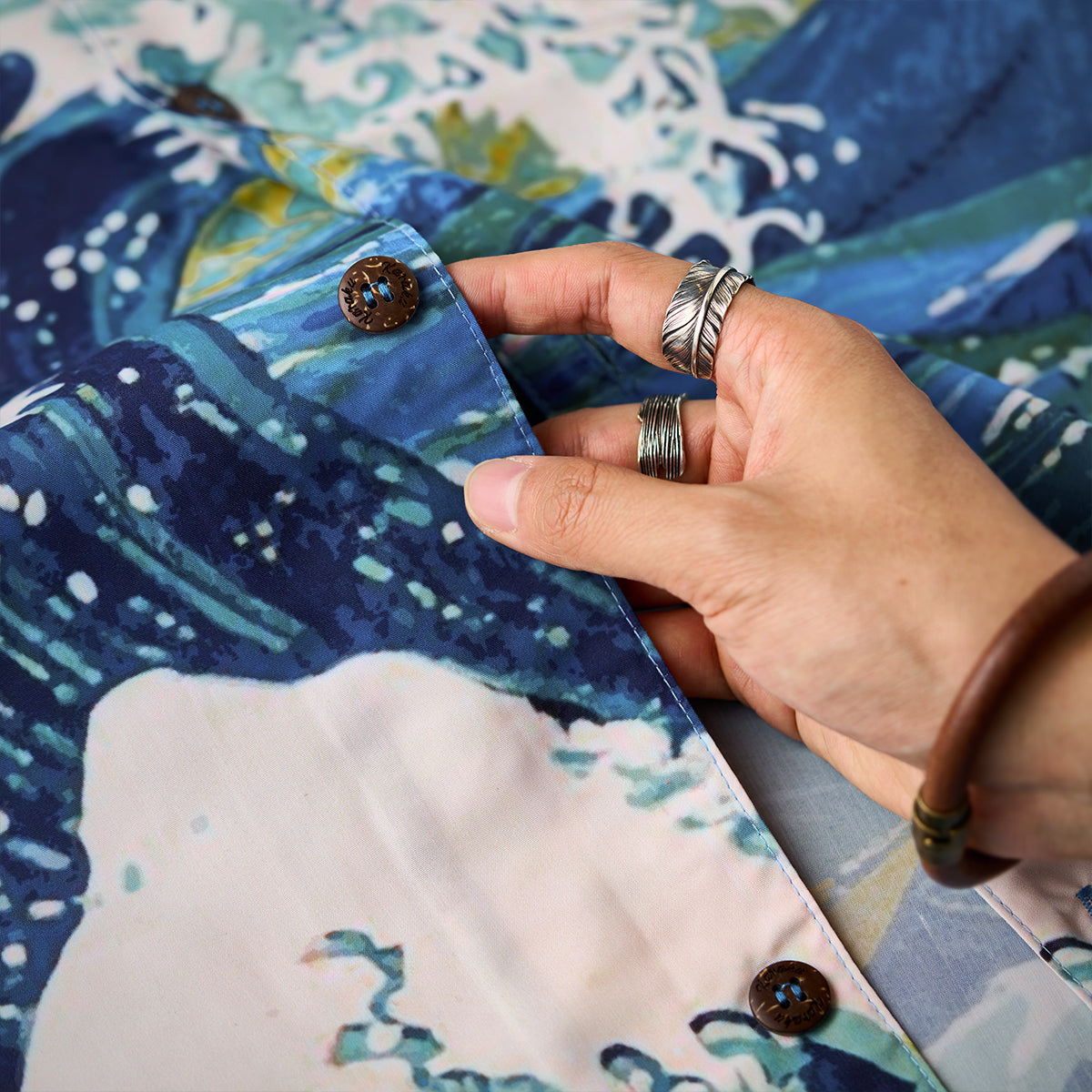 Aloha Shirt With The Dreams Of Van Gogh And Hokusai Print