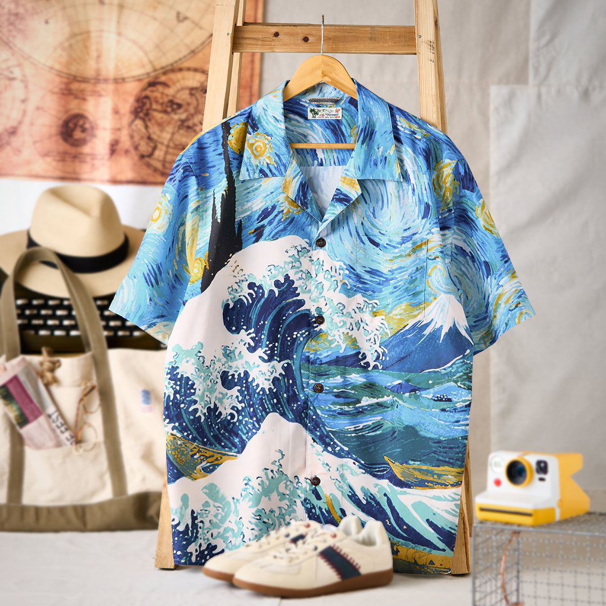 Aloha Shirt With The Dreams Of Van Gogh And Hokusai Print