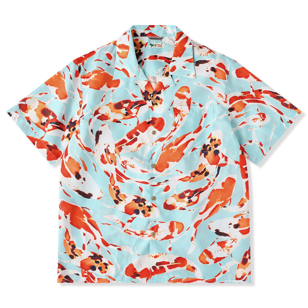 Nishikigoi Pattern Open Collar Shirt