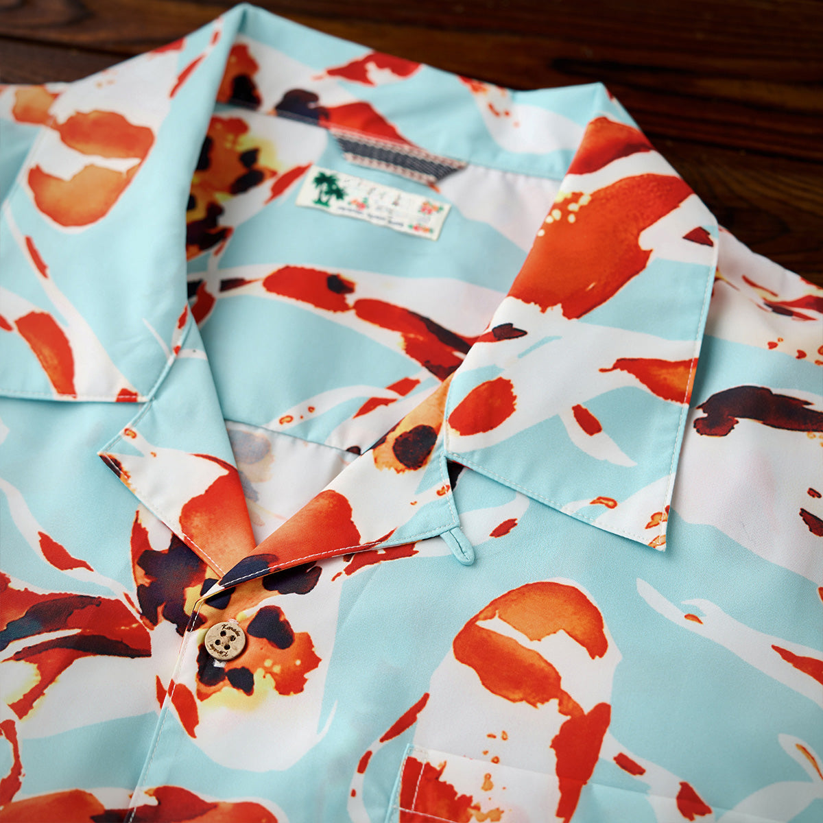 Nishikigoi Pattern Open Collar Shirt