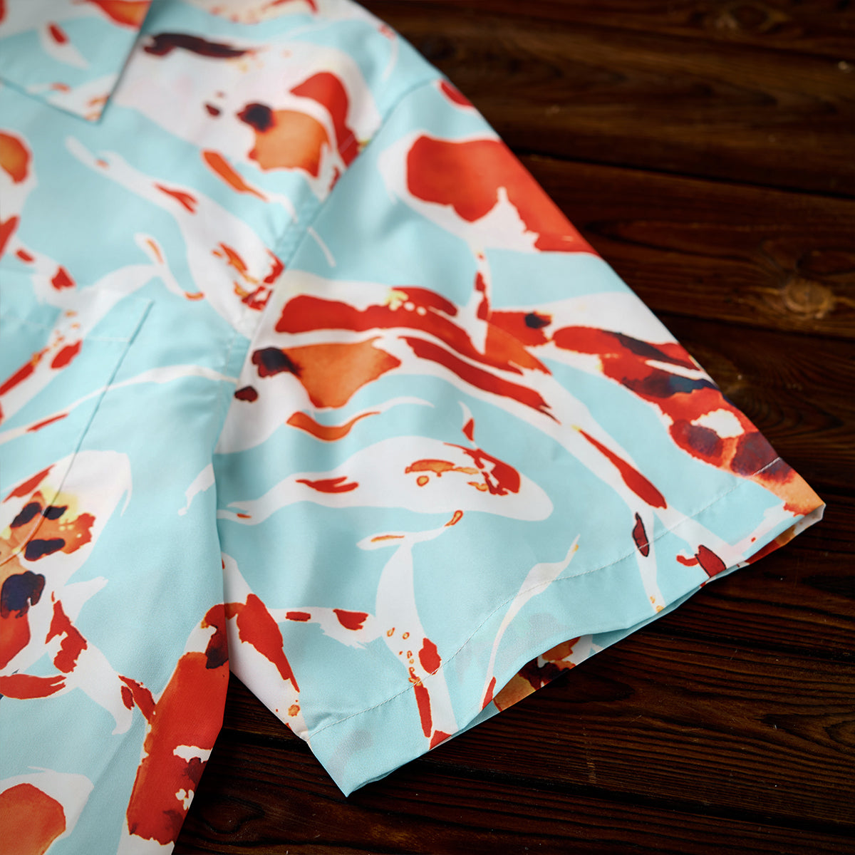 Nishikigoi Pattern Open Collar Shirt