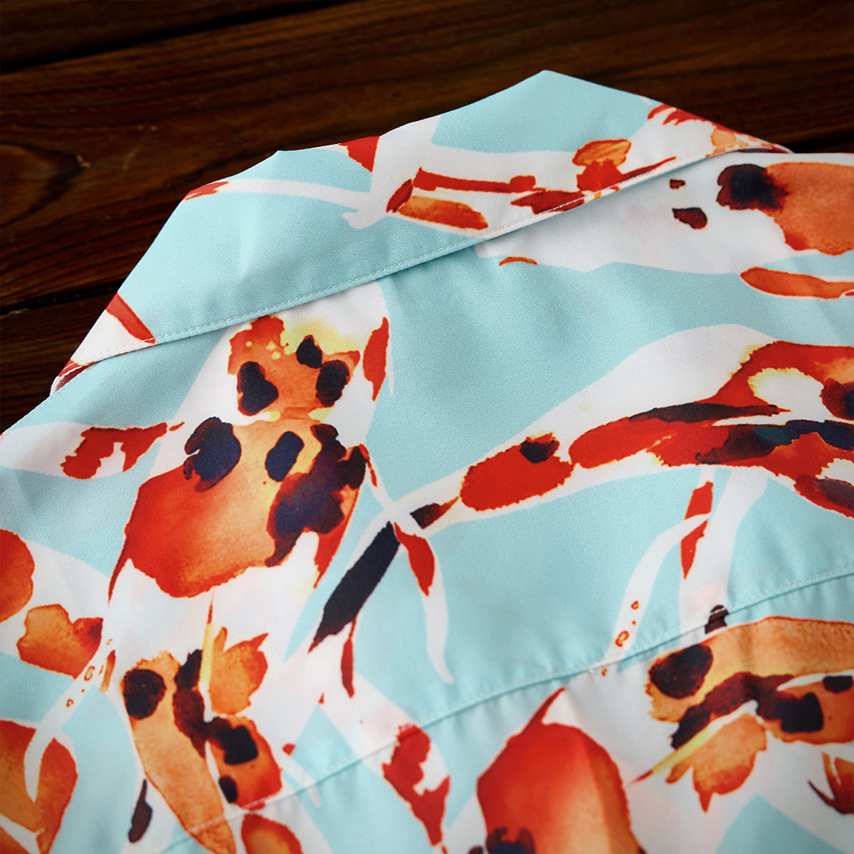 Nishikigoi Pattern Open Collar Shirt