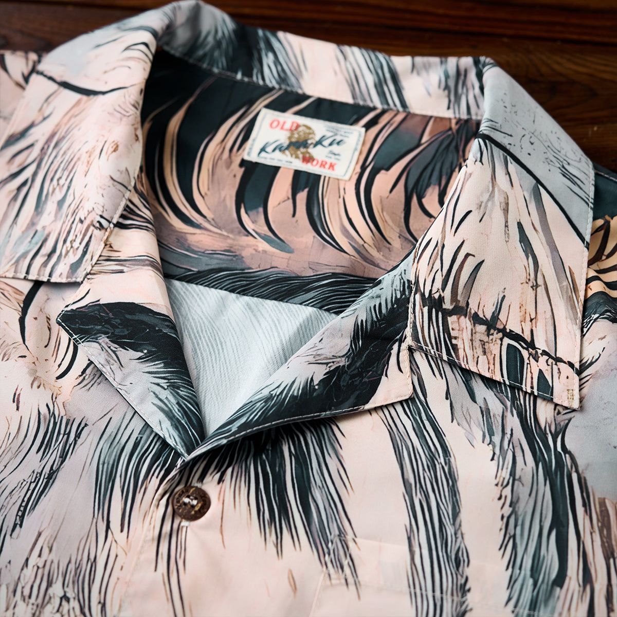 Folklore Rekko No Nekomata Ukiyo-E Style Front And Back Asymmetrical Print Open Collar Shirt