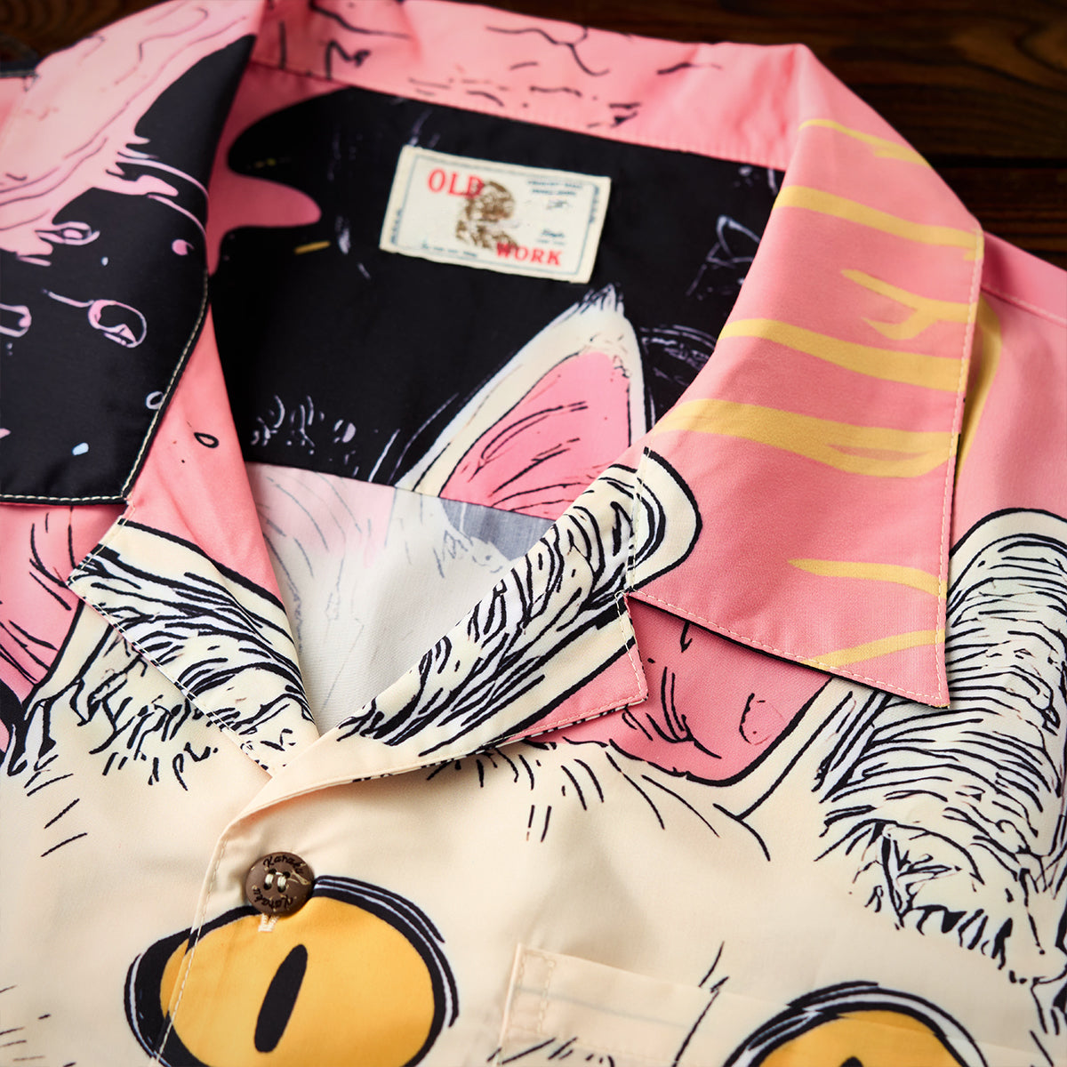 Cat Fantasy Universe Front And Back Asymmetrical Print Open Collar Shirt