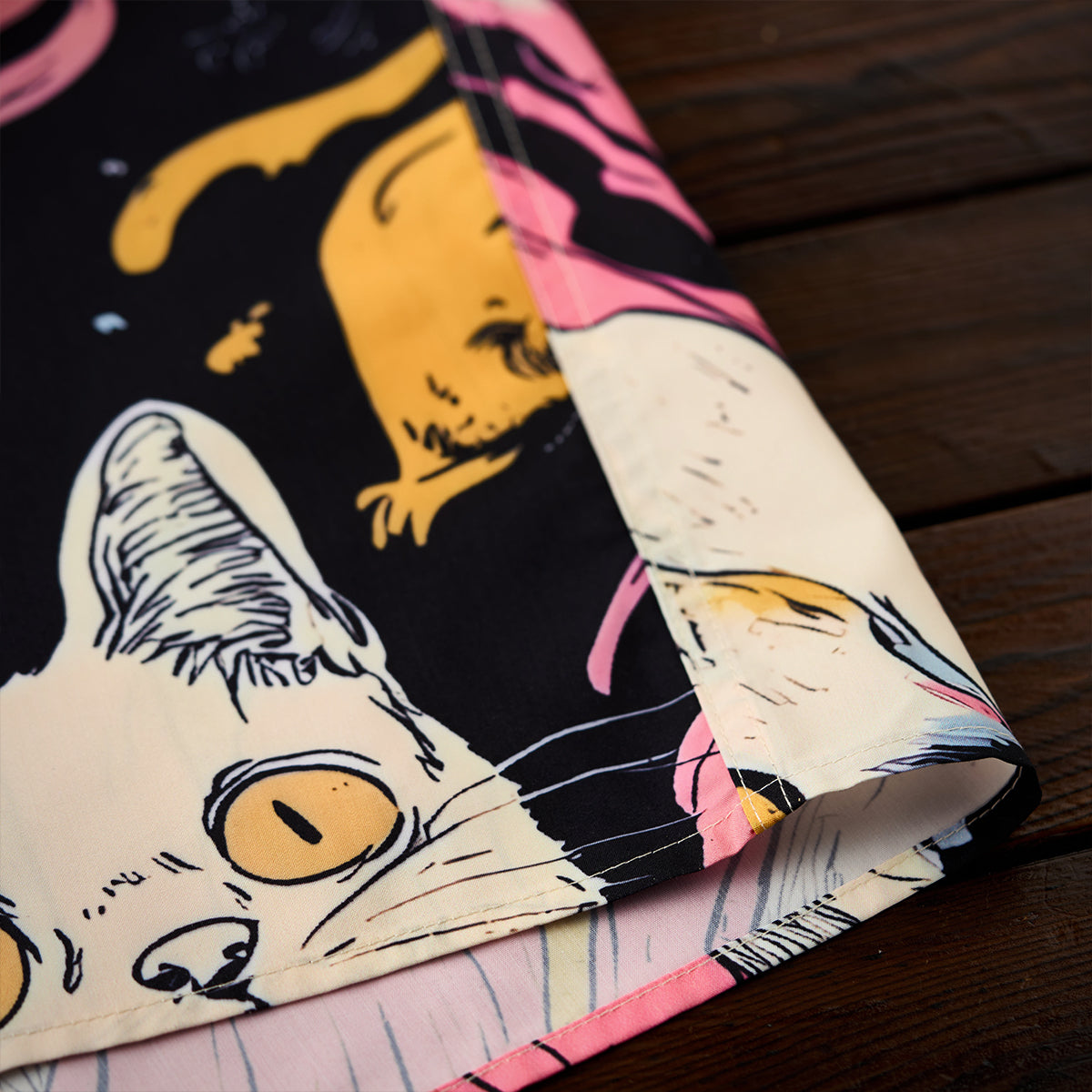 Cat Fantasy Universe Front And Back Asymmetrical Print Open Collar Shirt