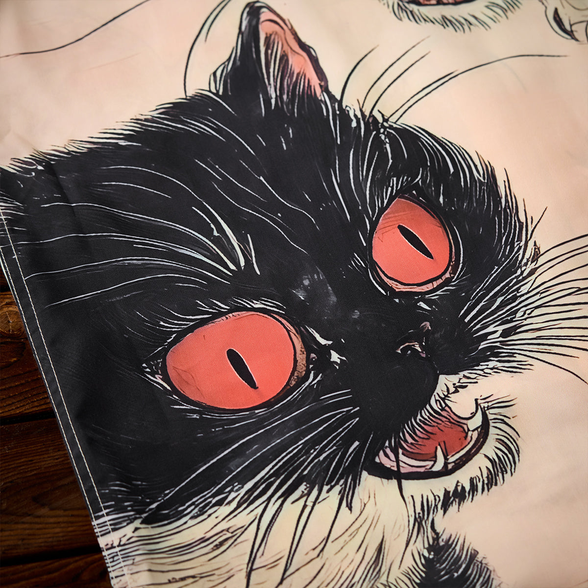 Legend Of The Demon Cat Asymmetrical Ukiyoe Open Collar Shirt