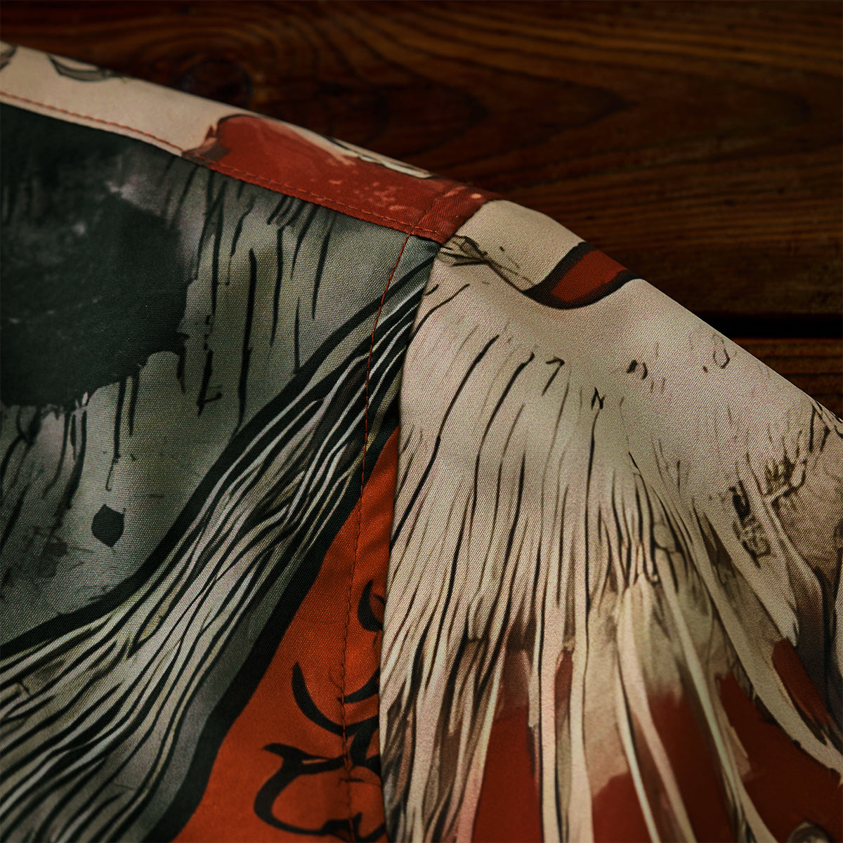 Folklore Bakeneko Ukiyo-E Style Open Collar Shirt