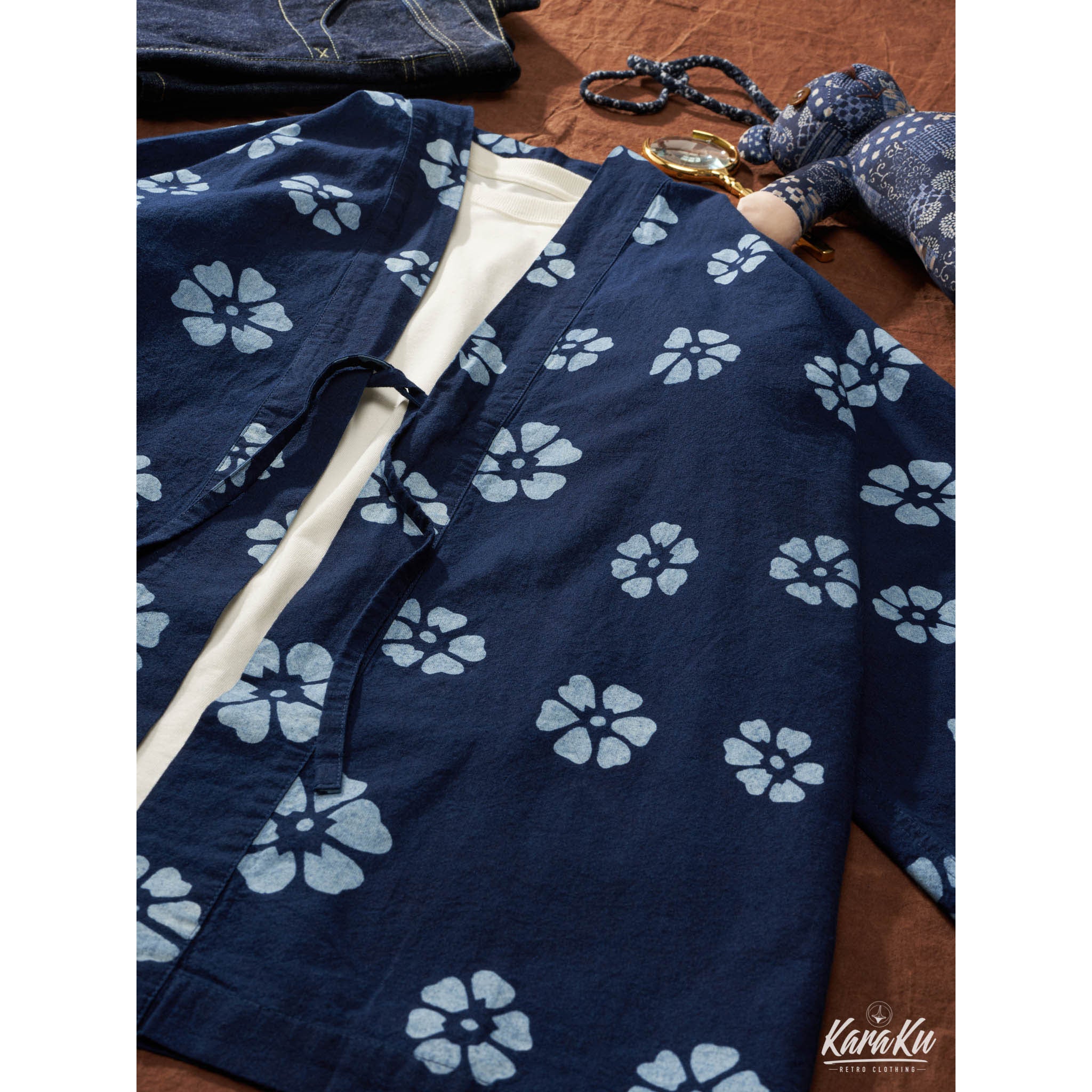 Vintage White Plum Print Cardigan