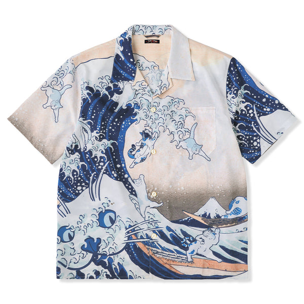 Cats In The Waves Ukiyo-E Hawaiian Shirt