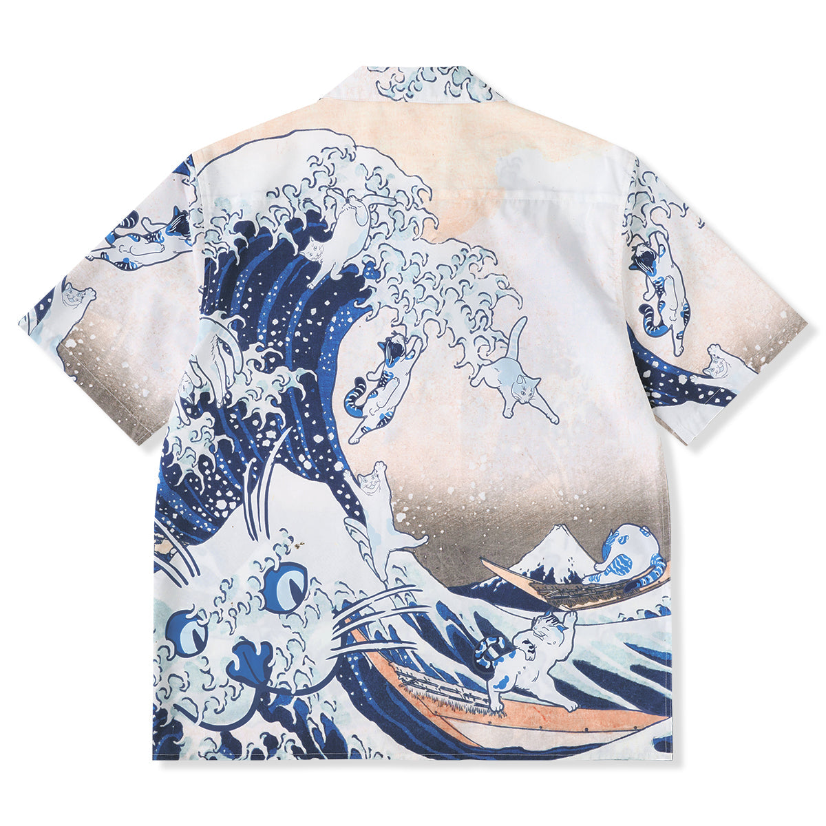 Cats In The Waves Ukiyo-E Hawaiian Shirt