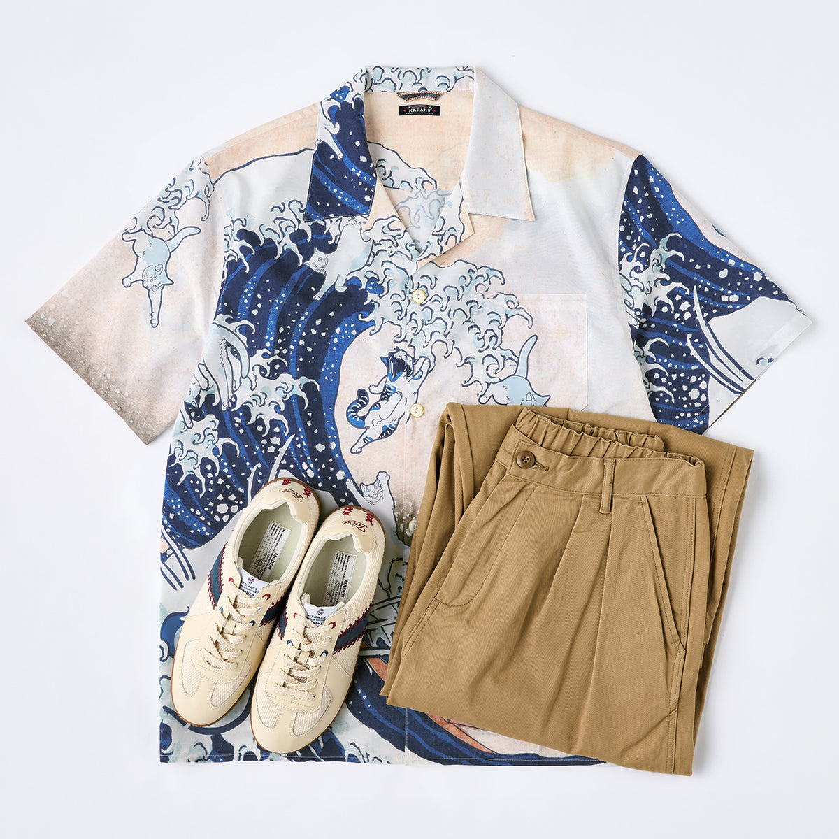 Cats In The Waves Ukiyo-E Hawaiian Shirt
