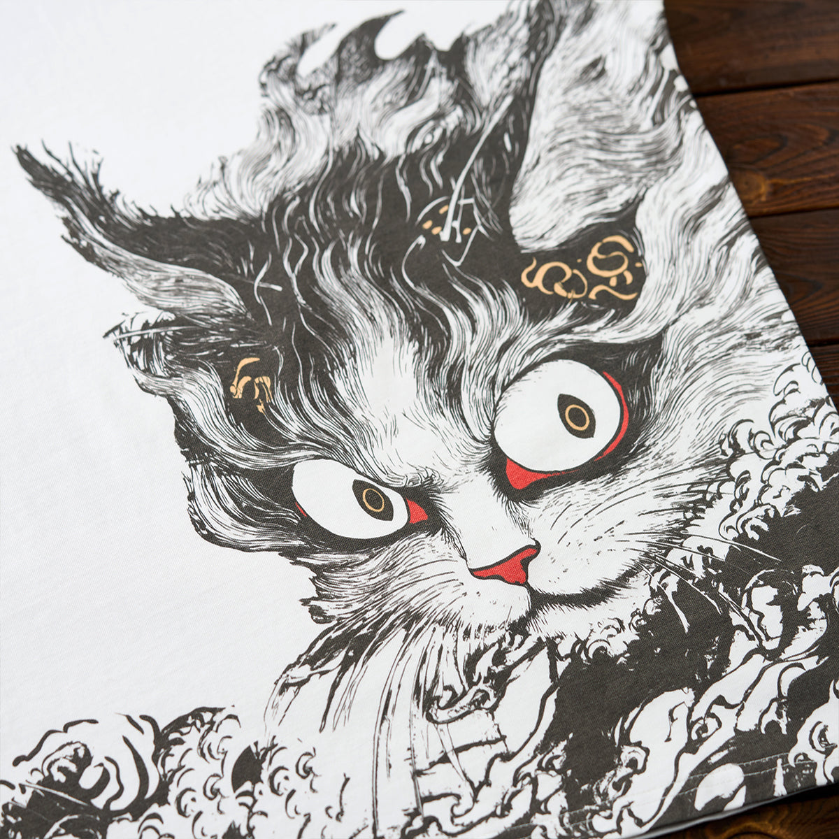 Folklore Bakeneko Ukiyo-E Style Printed Cotton Tee