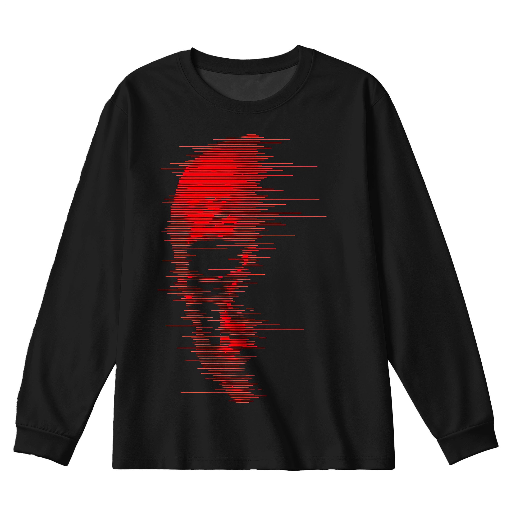 Skeleton Art with Lines Men's Long Sleeve Round Neck Top