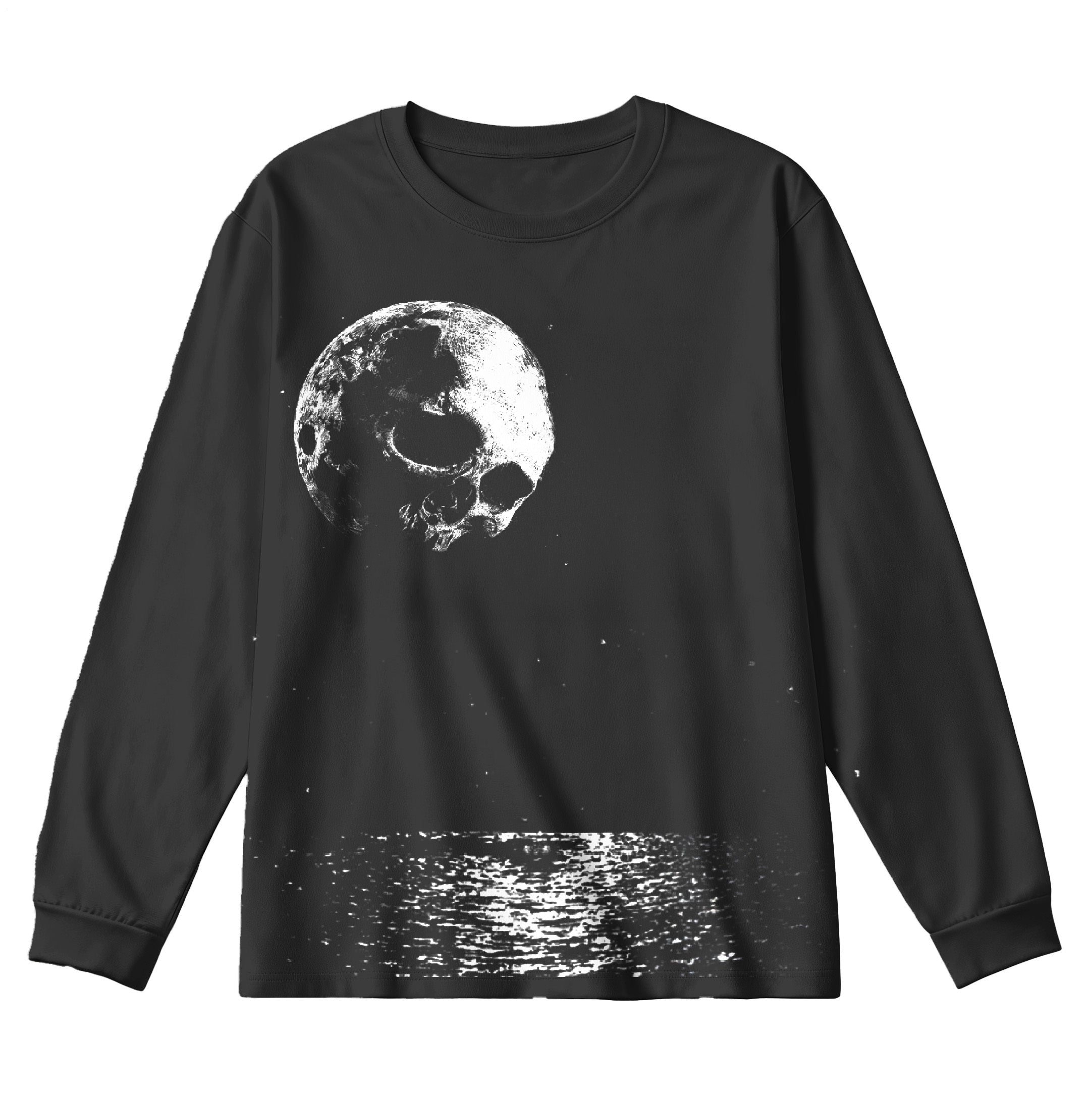Dark Skull Plus Size Men's Long Sleeve Round Neck Top