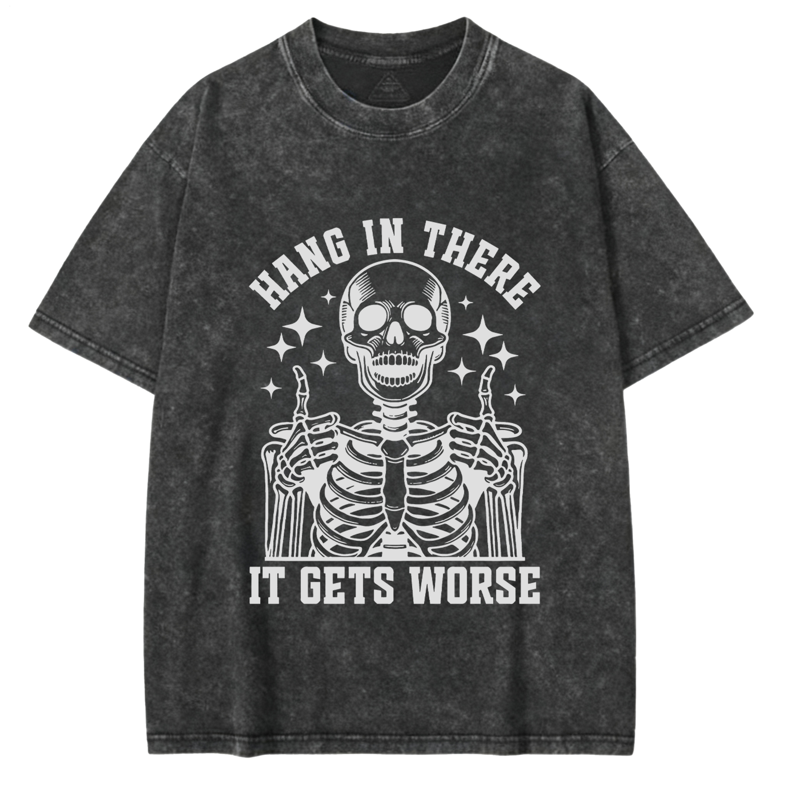 Gothic Skull Large Size Washed Cotton Short Sleeves