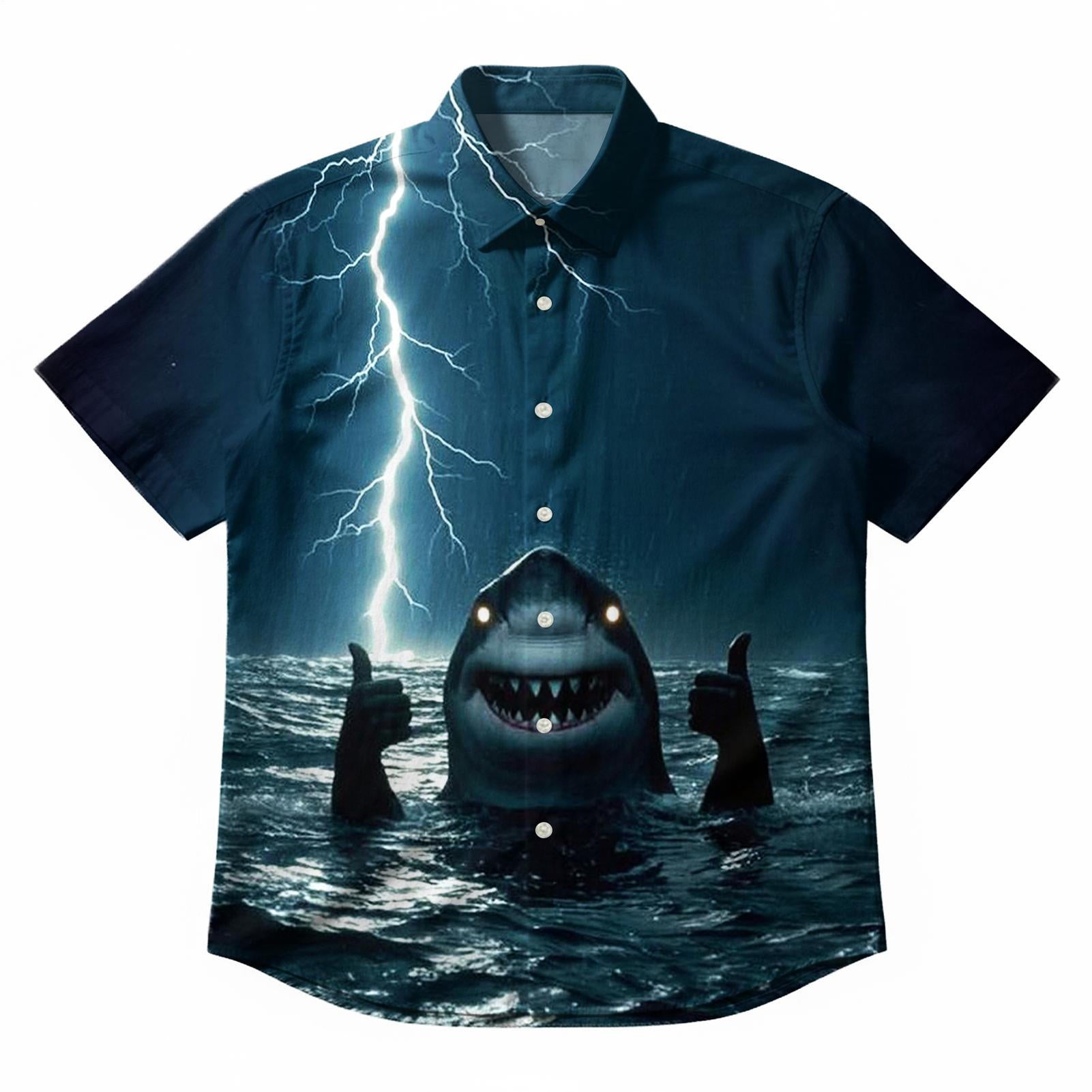 Men's Gothic Shark Lightning Short-Sleeve Shirt