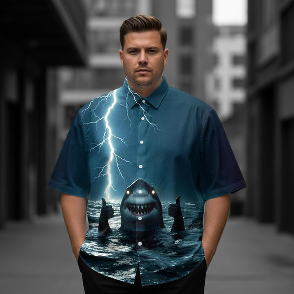 Men's Gothic Shark Lightning Short-Sleeve Shirt