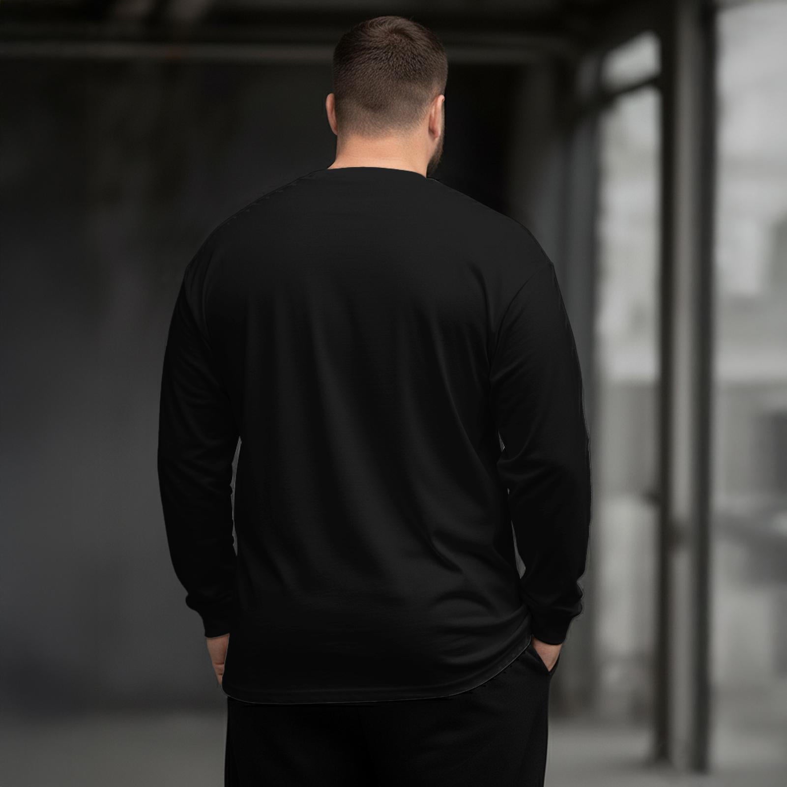Plus Size Men's Gothic Totem Python Long Sleeve Round Neck Top