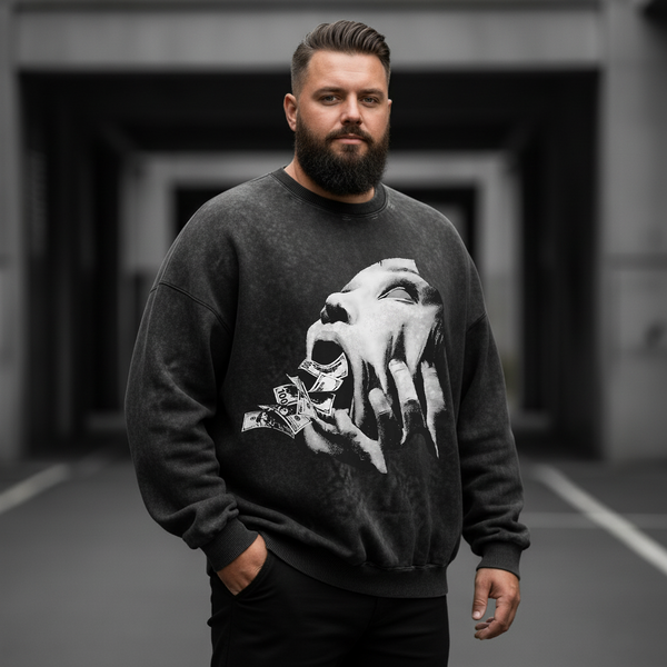 Gothic Washed Round Neck Sweatshirt