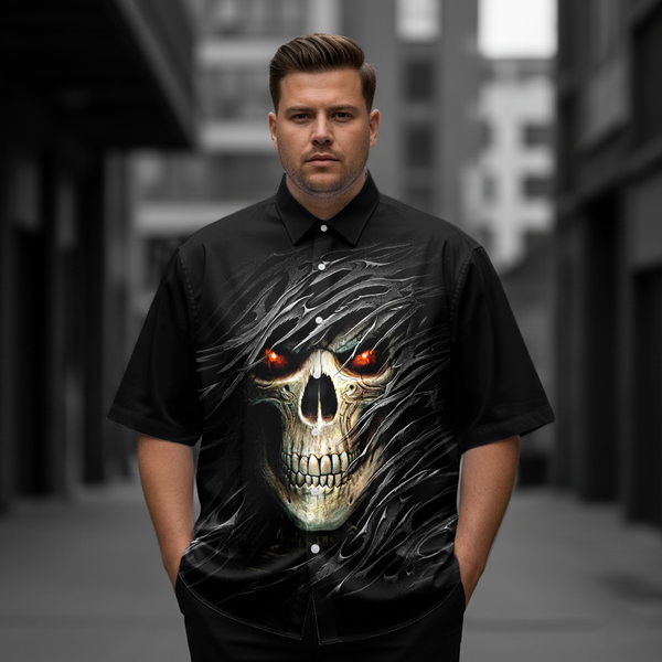 Men's Gothic 3D Skull Short-Sleeve Shirt