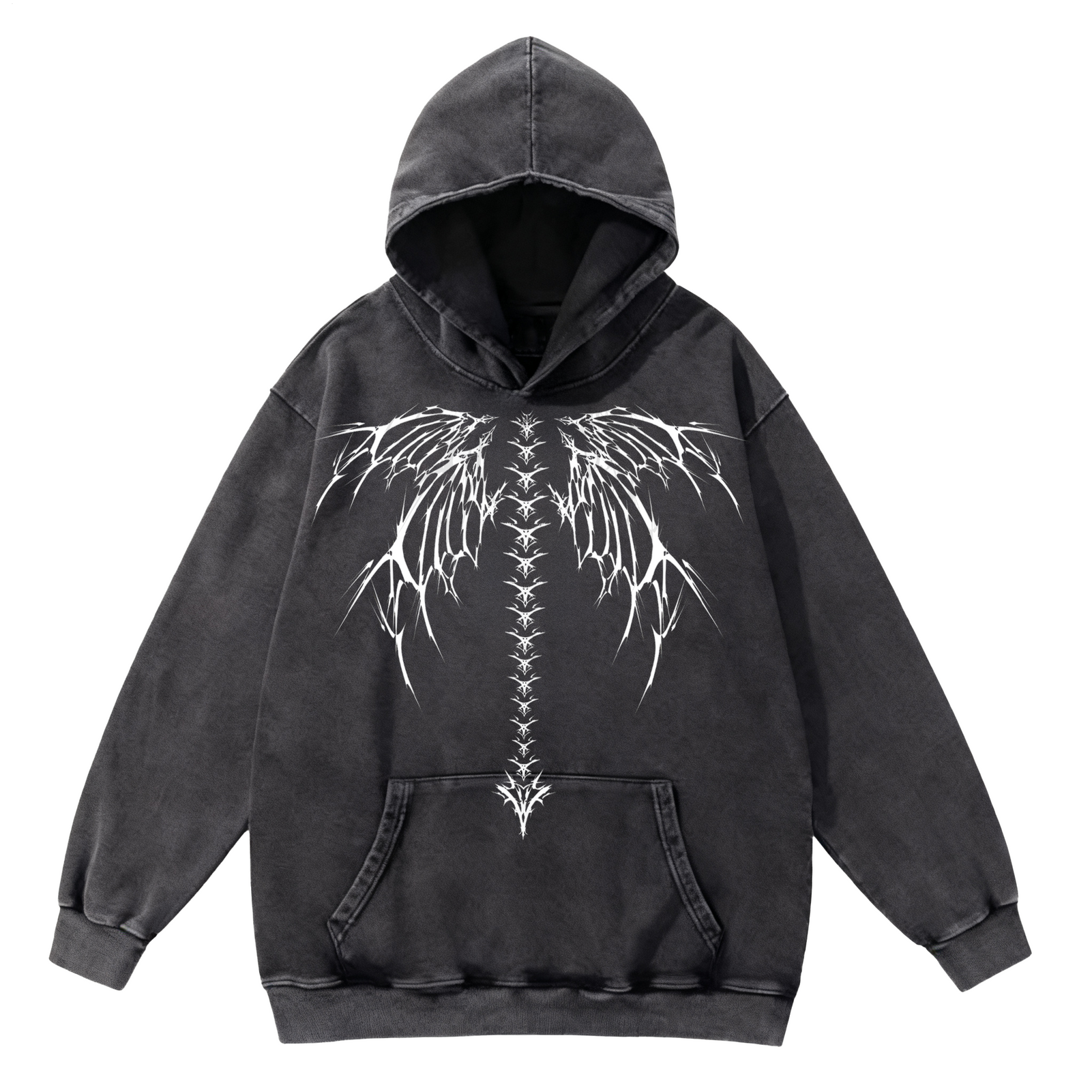 Retro Dark Bone Spur 350g Washed Hooded Sweatshirt