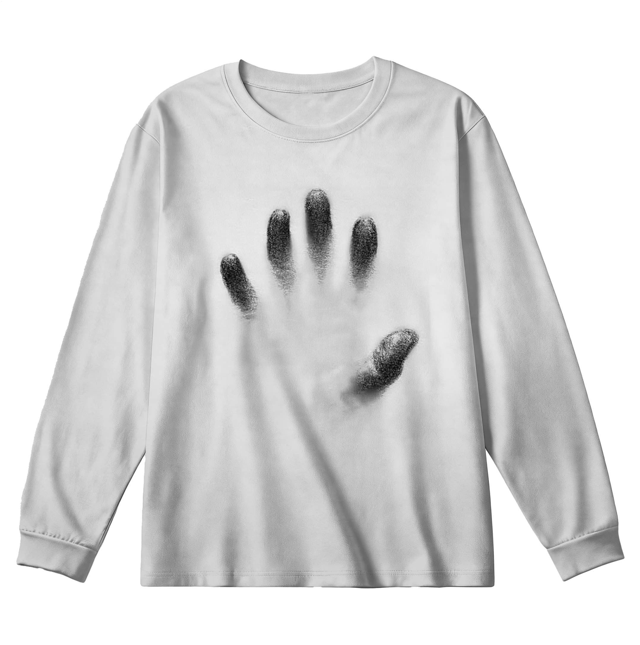 Hands In The Mist Plus Size Men's Long Sleeve Round Neck Top